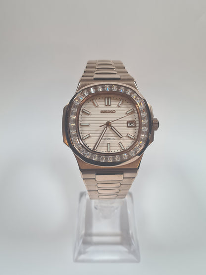 Seikautilus – White Dial, Rose Gold Case Diamond Insert 39 mm